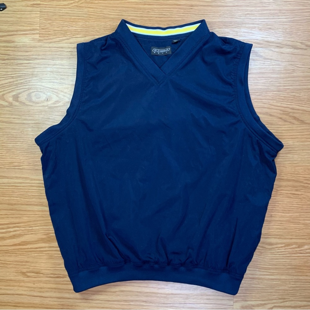 Vest Reebok Golf Men Size Large Windbreaker Shell Vest Blue V-Neck